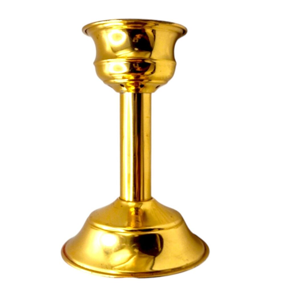 Vintage Gold Brass Candle Stick Holder Oil Lamp Base 6.5" Made In England - Picture 3 of 16